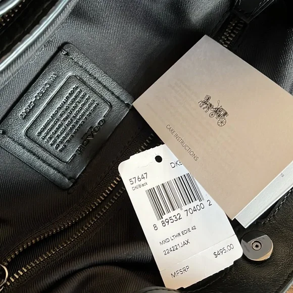 DESIGNER: Coach mixed leather Edie bag - Picture 8 of 17